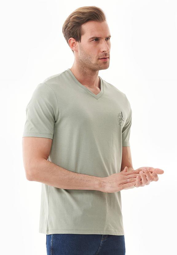 T-Shirt With Compass Print Olive Grey from Shop Like You Give a Damn