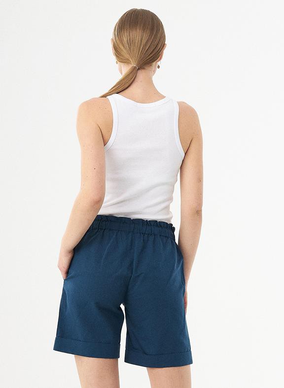 Paperbag Shorts Linen Blend Dark Blue from Shop Like You Give a Damn