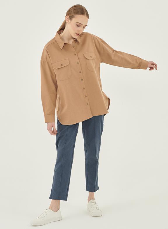 Shirt Blouse Twill Light Brown from Shop Like You Give a Damn
