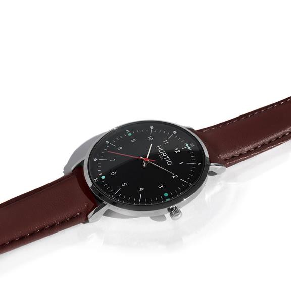 Moderno Vegan Leather Watch Silver, Black & Chestnut from Shop Like You Give a Damn