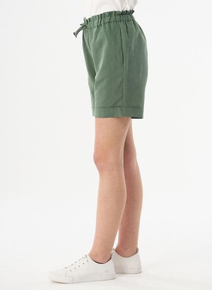 Paperbag Shorts Linen Blend Green from Shop Like You Give a Damn