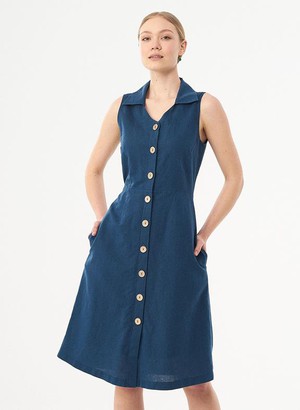 Shirt Dress Linen Organic Cotton Blue from Shop Like You Give a Damn