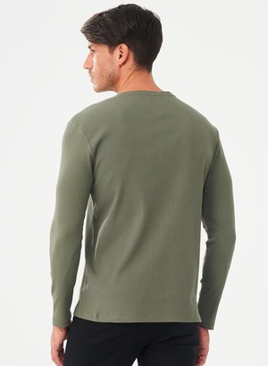 Ribbed Henley Shirt Khaki from Shop Like You Give a Damn