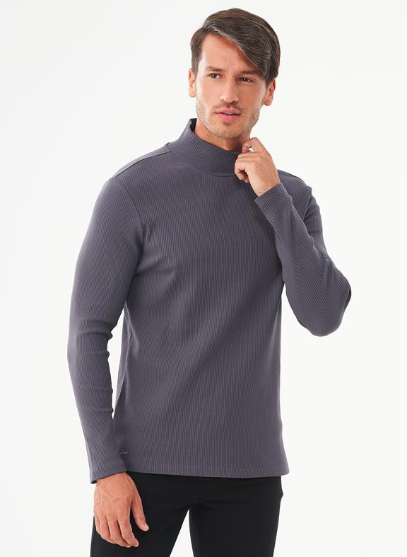 Ribbed Long Sleeve Turtleneck Shirt Grey from Shop Like You Give a Damn