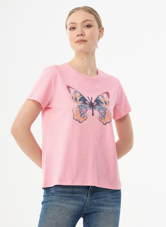 T-Shirt Butterfly Print Light Pink from Shop Like You Give a Damn