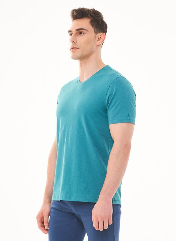 Basic T-Shirt V-Neck Petrol Green from Shop Like You Give a Damn