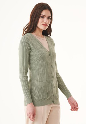 Cardigan With Buttons Olive Green from Shop Like You Give a Damn