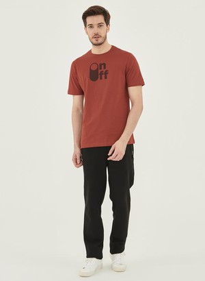 T-Shirt On Off Brown Red from Shop Like You Give a Damn