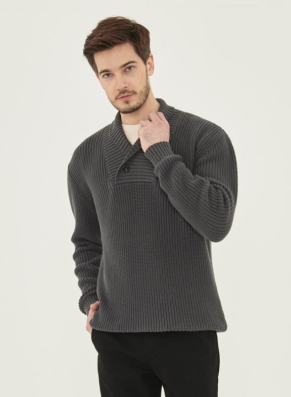 Shawl Collar Sweater Dark Grey from Shop Like You Give a Damn