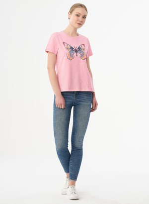 T-Shirt Butterfly Print Light Pink from Shop Like You Give a Damn