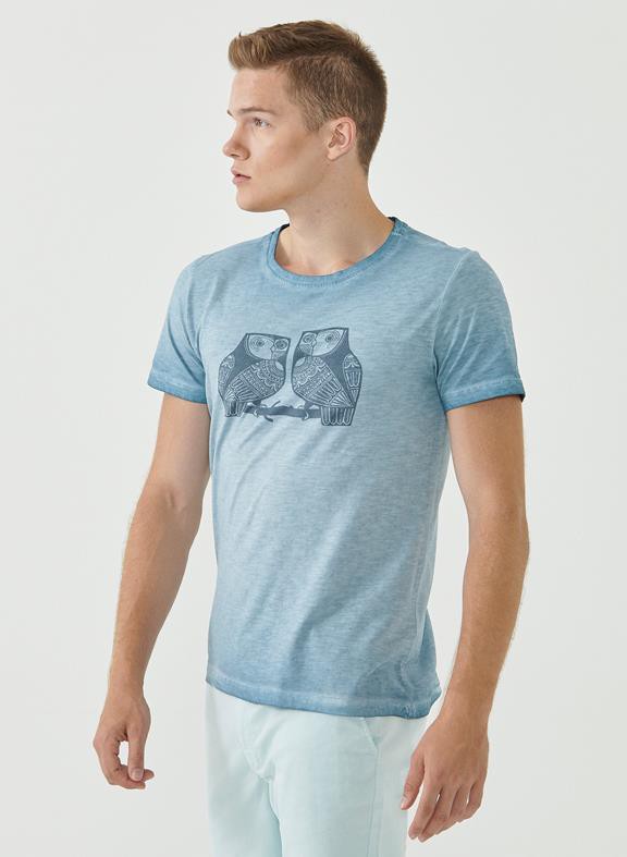 T-Shirt Owl Print Blue from Shop Like You Give a Damn