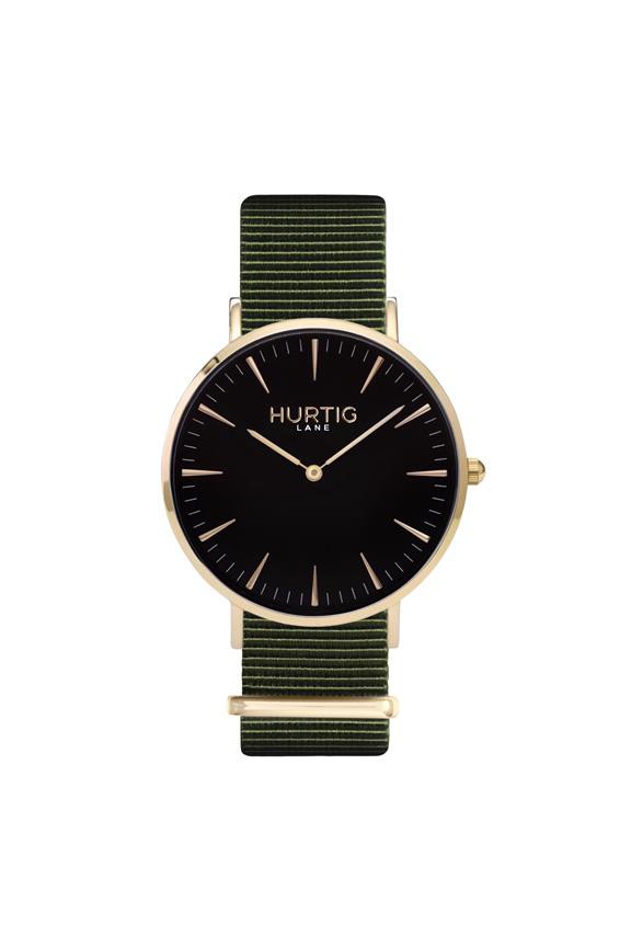 Montezuma Nylon Watch Gold, Black & Olive Green from Shop Like You Give a Damn