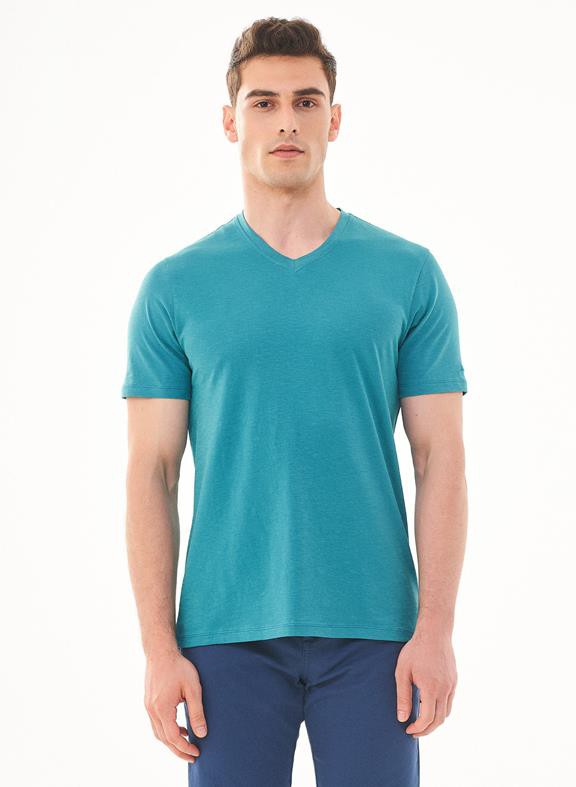 Basic T-Shirt V-Neck Petrol Green from Shop Like You Give a Damn