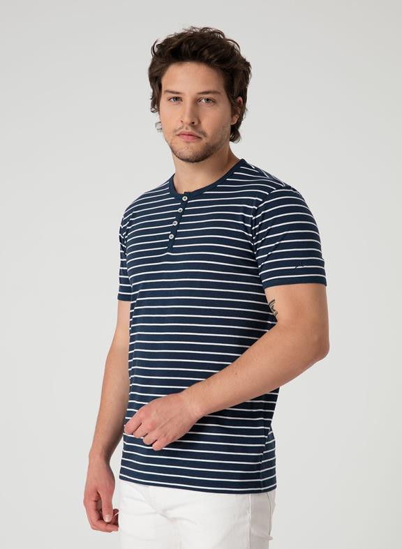 Striped Henley Shirt With Button Placket from Shop Like You Give a Damn