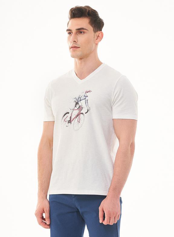 T-Shirt Bicycle Print White from Shop Like You Give a Damn