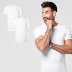 T-shirt White Round Neck Men | 2-pack | Slim Fit via SKOT