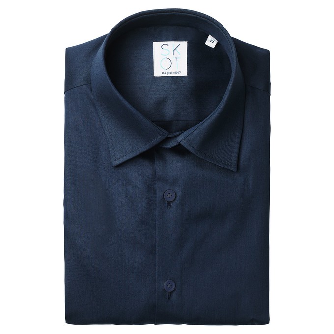 Shirt - Slim Fit - Navy Satin from SKOT