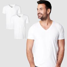 T-Shirt White V-neck Men | 2-pack | Slim Fit via SKOT