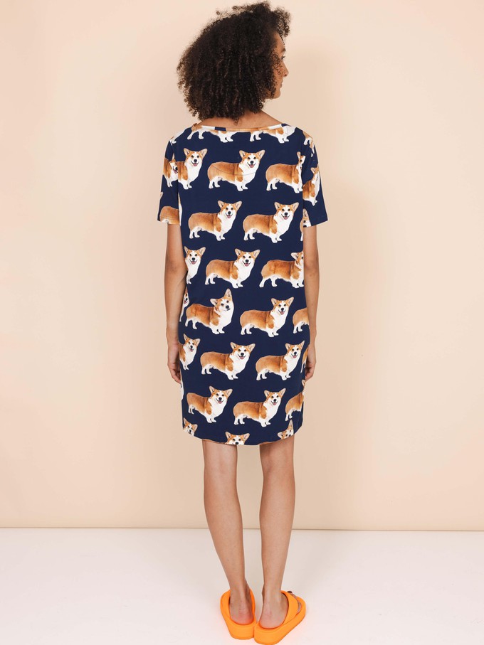 Corgi Navy T-shirt Dress Women from SNURK