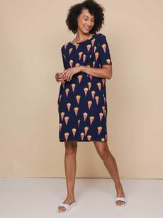 Fries Navy T-shirt Dress Women via SNURK
