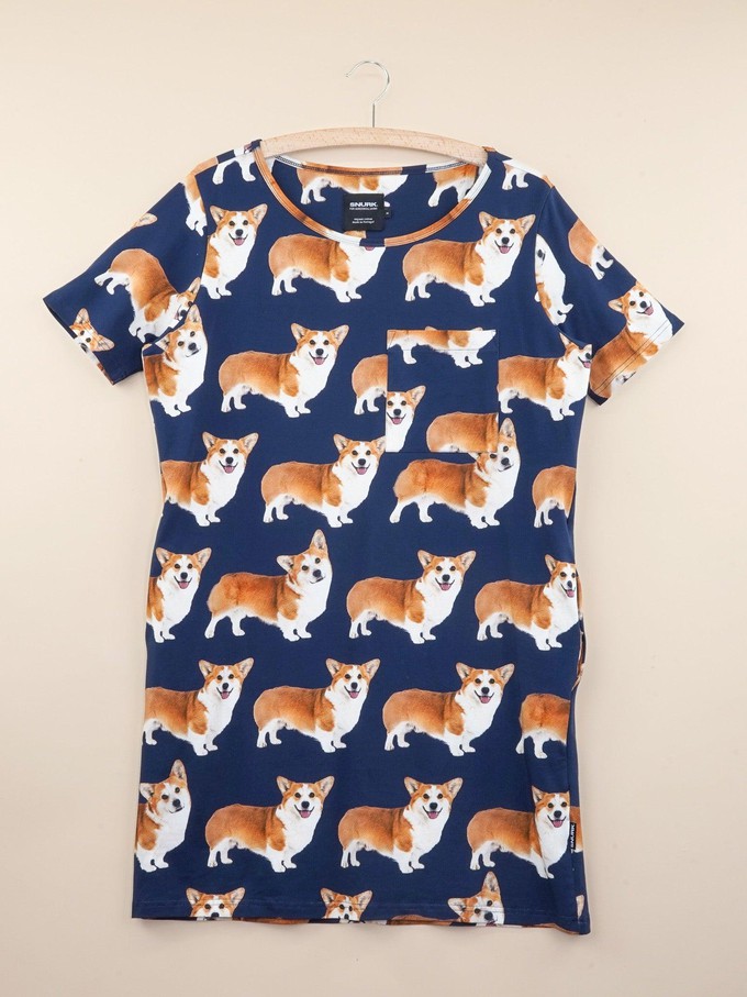 Corgi Navy T-shirt Dress Women from SNURK