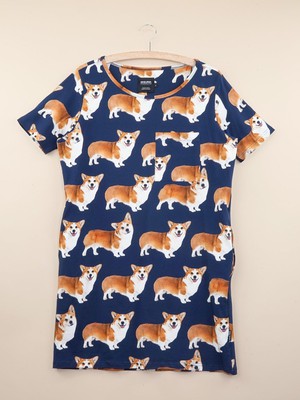 Corgi Navy T-shirt Dress Women from SNURK