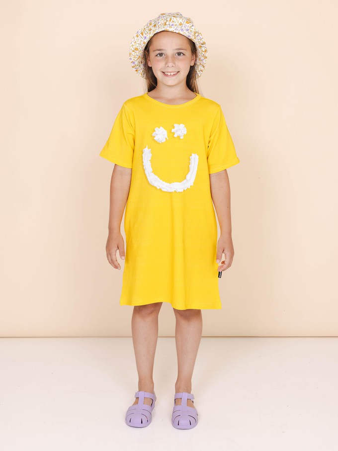 Smiles Yellow T-shirt Dress Kids from SNURK