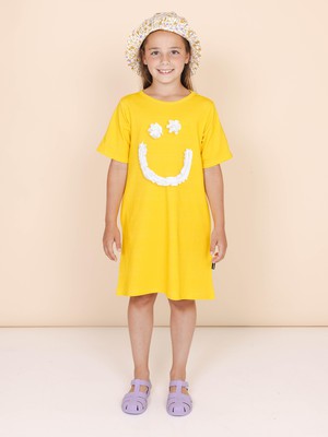 Smiles Yellow T-shirt Dress Kids from SNURK