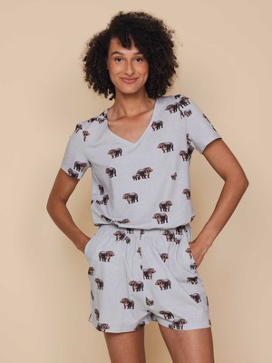 Hippos V-Neck T-shirt and Shorts set Women from SNURK