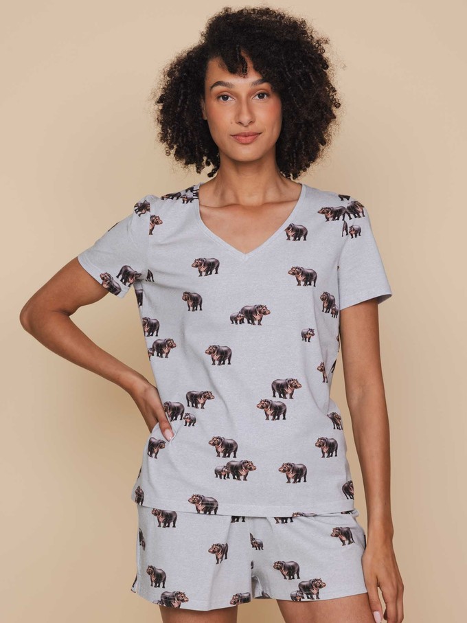 Hippos V-Neck T-shirt and Shorts set Women from SNURK