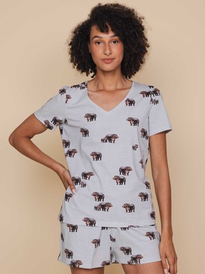 Hippos V-Neck T-shirt and Shorts set Women from SNURK