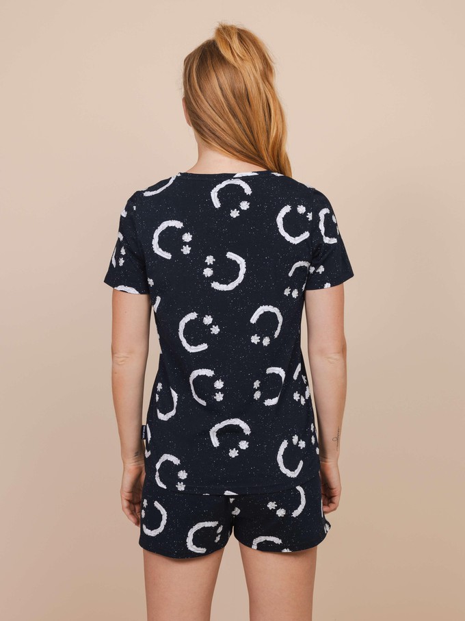 Smiles Black V-neck T-shirt Women from SNURK