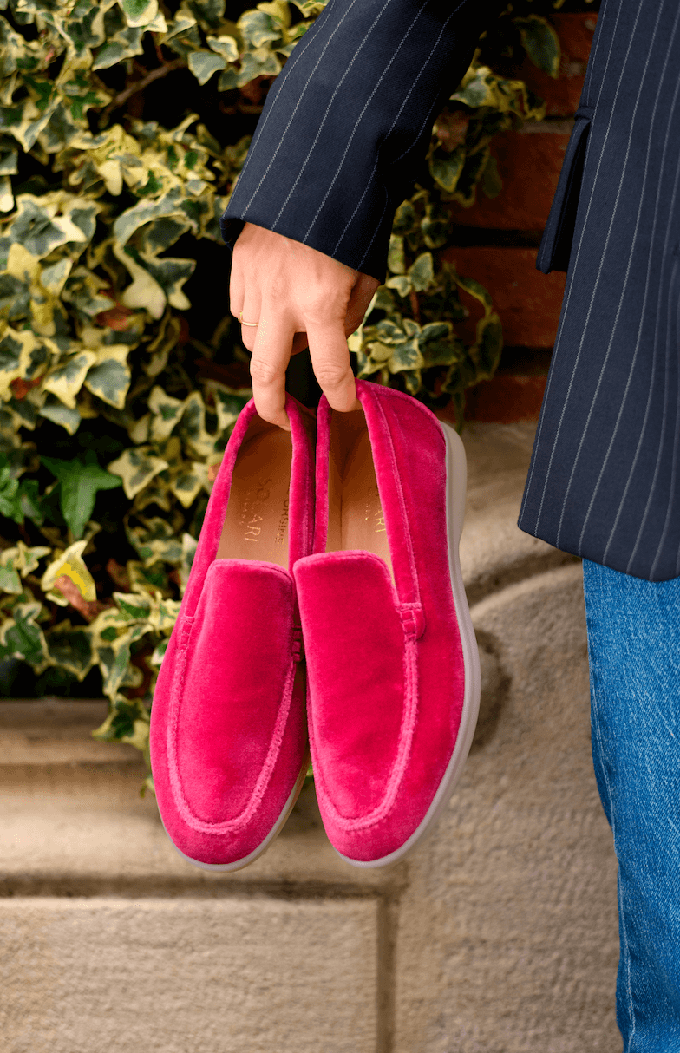 Vegan Velvet Loafer Pink from Solari Milano