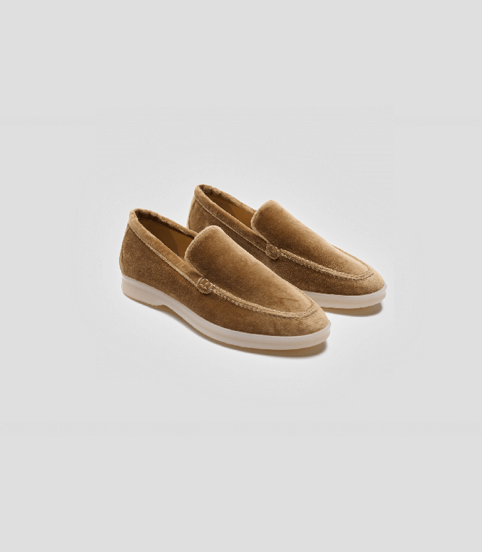 Vegan Velvet Loafer Taupe from Solari Milano