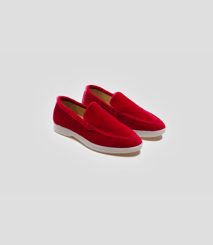 Vegan Velvet Loafer Red from Solari Milano