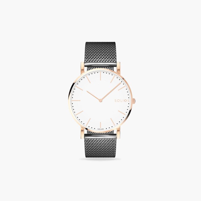 White Solar Watch | Grey Mesh from Solios Watches