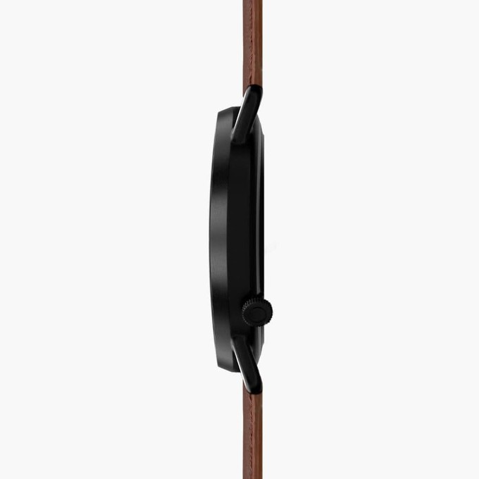 Black Curve Solar Watch | Brown Vegan Leather from Solios Watches