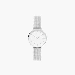 White Mini Solar Watch | Silver Mesh from Solios Watches