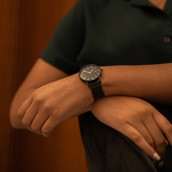 Black Solar Watch | Blue Mesh from Solios Watches