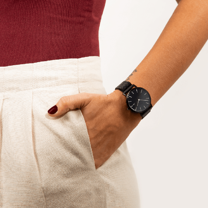 Black Solar Watch | Cream Vegan Leather from Solios Watches