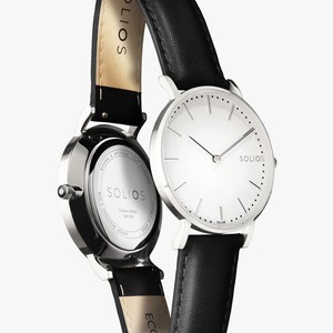 White Solar Watch | Black Vegan Leather from Solios Watches