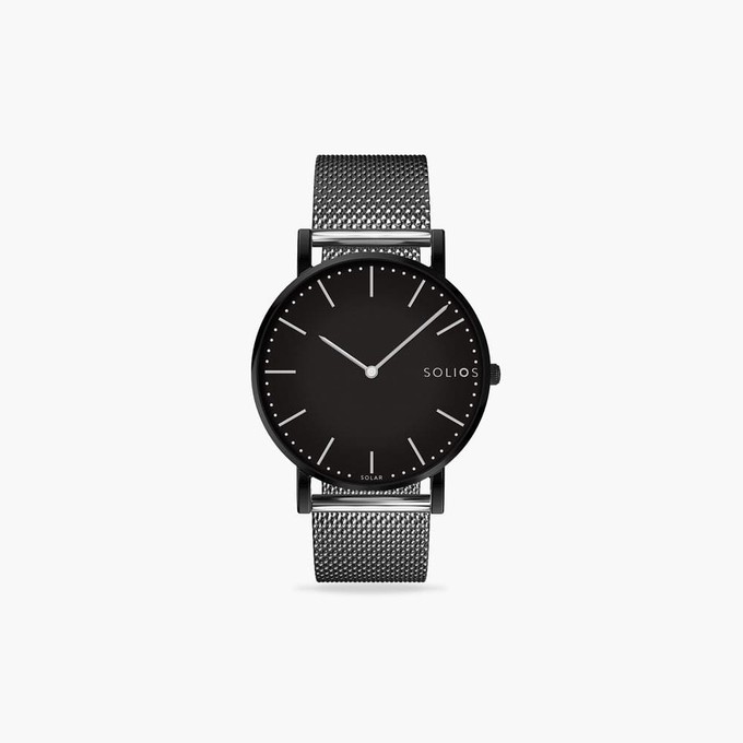 Black Solar Watch | Grey Mesh from Solios Watches