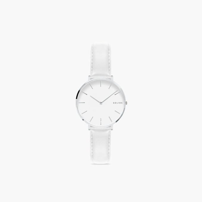 White Mini Solar Watch | White Vegan Leather from Solios Watches