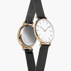 White Mini Solar Watch | Black Mesh from Solios Watches