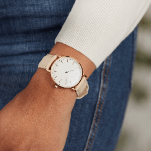 White Solar Watch | Brown Vegan Leather from Solios Watches