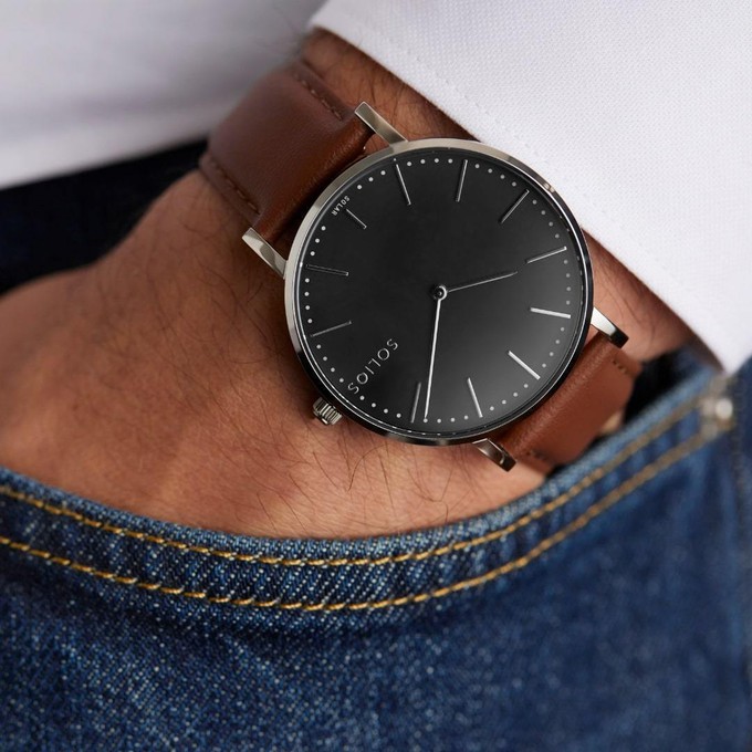 Black Solar Watch | Grey Mesh from Solios Watches