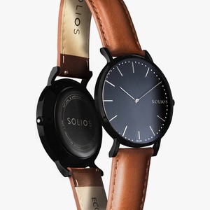 Black Solar Watch | Brown Vegan Leather from Solios Watches