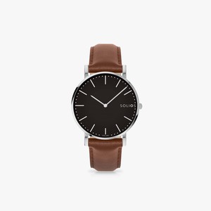 Black Solar Watch | Brown Vegan Leather from Solios Watches