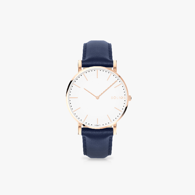 White Solar Watch | Blue Vegan Leather from Solios Watches