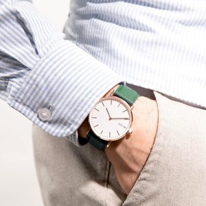 White Solar Watch | Green Vegan Leather from Solios Watches